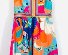 Trina Turk Vintage Silk Bright Neon Abstract Print Dress
