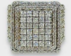 Sterling Silver Art Deco Square Pave Rhinestone Ring. Sz 9
