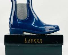 Lauren Ralph Lauren Tally-Bo-Rai Shiny Mentalistic Blue Rain Boots Size 5 B
