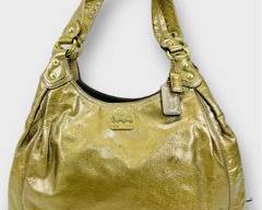 COACH Metallic Gold Leather Hobo Bag with Goldtone Hardware
