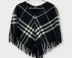 BURBERRY LONDON Black/White Lambswool Capelet/Poncho. Made in England. One Size.
