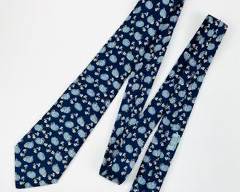 HERMES Vintage Blue Silk Pumpkin Tie
