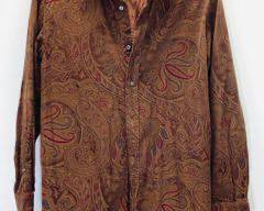 RALPH LAUREN Vintage Brown Paisley Long Sleeve Collared Blouse Size L
