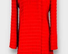 CHARLES NOLAN New York Vintage Red Coat With Windowpane Texture, Women's Size 6
