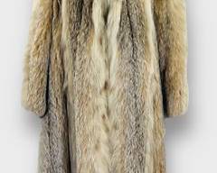 MOURATIDIS Vintage Authentic Coyote Fur Cream And Warm Tan Coat
