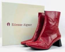 ETIENNE AIGNER E-Laddie Merlot Antique Padova Ankle Boots Size 6M
