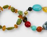 Multi-stone Bracelets, 1 Stretch, 1 with Goldtone Clasp
