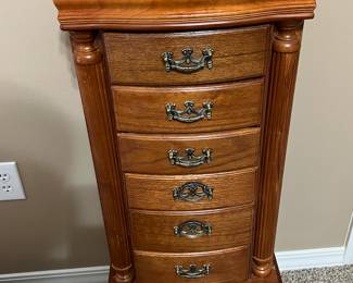 Oak finish jewelry armoire