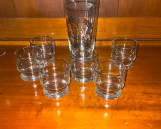 25th anniversary pitcher and glasses