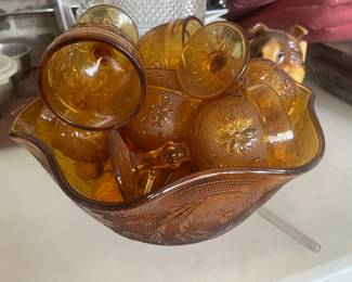 amber bowls and glasses