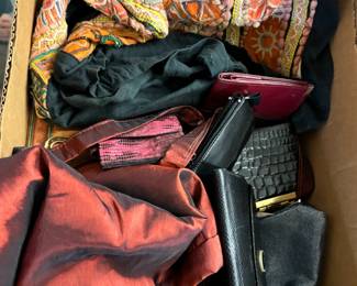 variety of purses, many are leather