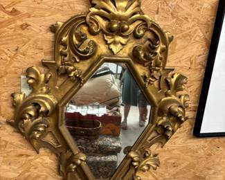 Antique Venetian mirror with matching smaller shelves