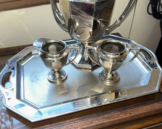 Electric Coffee Pot, Cream and Sugar, Tray