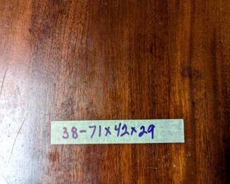 #1	Antique wood table with accordion pull out leaves built in and 4 chairs 38-71x42x29	 $275.00 
