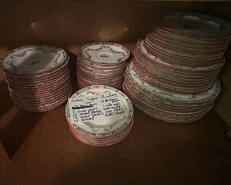 #41	Minton's England China "Rose" Serving Pieces 	 $225.00 
#42	Minton's England China "Rose" Serving Pieces 7 Tea cup and saucers 8 serving plates	 $120.00 
