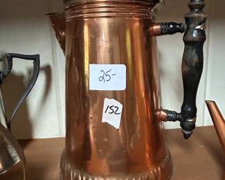 #152	Copper Coffee Pot w/wood handle 	 $25.00 
