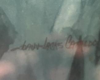 #21	Original Watercolor by Jo Ann Cataldos -Pale Blue Iris in Gold frame - 23x31	 $175.00 
