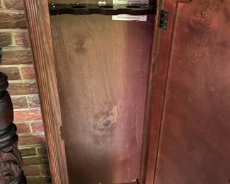 #51	Gun cabinet  with key Grandfather style tall clock  Holds 3 guns 18.5x10x74	 $175.00 
