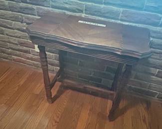 #32	Wood Rectangular Side Table w/inlaid Wood (as is veneer)	 $30.00 
