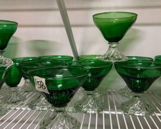 #158	Set of 8 Dessert/Custard Glasses - Anchor hocking emerald Green Burple Glasses 4" Tall	 $40.00 
