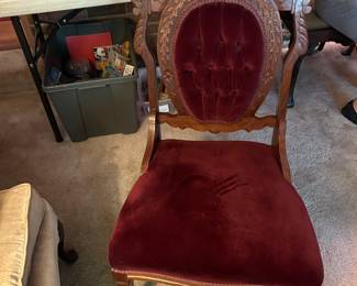 #65	Vintage button back with wood carved back red velvet	 $120.00 

