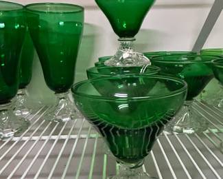 #157	Set of 5 Sherbert Glasses - Anchor Hocking Emerald Green Burple Glasses - 3" Tall	 $20.00 
