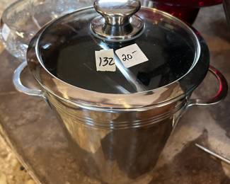 #132	Stainless Steel Ice Bucket w/Lid and Tongs	 $20.00 
