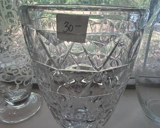 #33	Heavy Cut Crystal Diamond Shaped Vase - 10" Tall	 $30.00 
