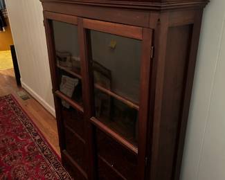 #73	Antique book shelf with glass doors 3 wood shelves adjustable 44x12x57	 $250.00 
