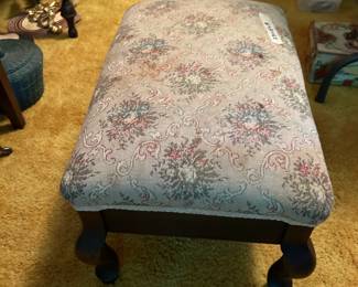 
#117	Wood Footed Stool w/Tapestry Covered Top - 23x15x19	 $30.00 
