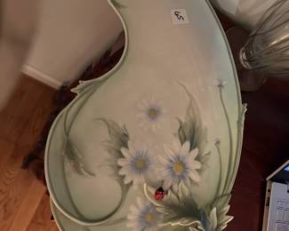 #75	Tray hand painted with flowers 15" Franz	 $65.00 
