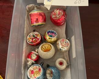 #80	Assorted Vintage Mercury Glass Ornaments Indented 10 pieces	 $60.00 
