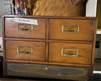 #202	4 Index card drawers with a cash drawer wood 19x19x14	 $75.00 
