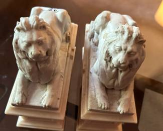 #59	Lion book ends pair heavy stone	 $50.00 
