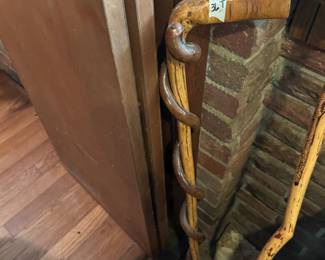 #136	Wood Cane w/two toned Wood Vine coming up side of cane - 36"	 $25.00 
