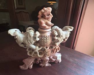 #28	Soapstone w/Dragons - (lift-off top) - 7x7	 $20.00 
