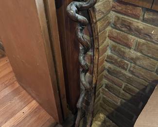 #134	Wood Cane w- 26" Tall w/wood Vine going up side	 $25.00 
