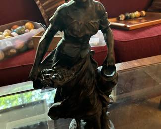 #61	Lady with pot statue wood carved 15"	 $50.00 
