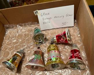 #89	6 piece Vintage Mercury Glass Bells	 $30.00 
