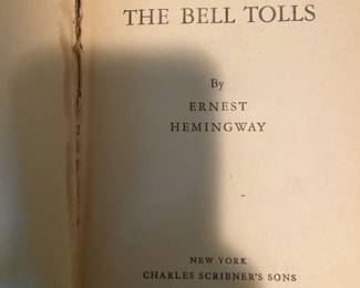 #227	Book  For where the bell toll by E. Hemingway 1940	 $20.00 			
