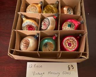 #83	Vintage 12 pieces Mercury glass indented small ornaments	 $60.00 
