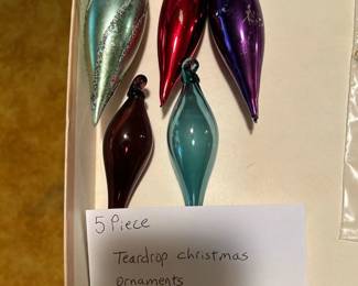 #176	Vintage Glass Tier Drop christmas Ornaments - 5 pc	 $20.00 
