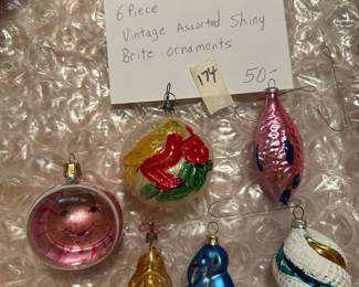 #174	Vintage Assorted Shiny Bright Ornaments - set of 6	 $50.00 
