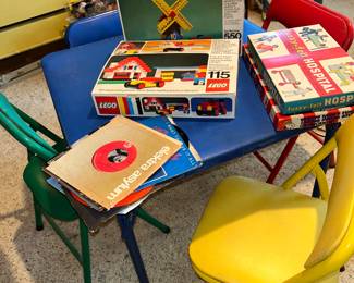 Vintage Legos, Child's card table and 4 chairs