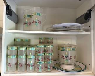 Plastic Coca-Cola glasses and trays 