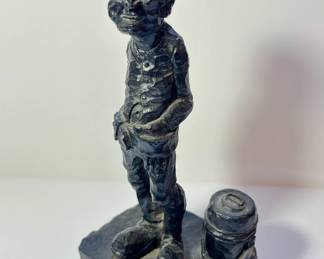 Vintage coal miner figurine carved from coal