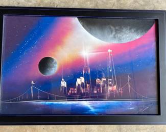 Framed fantasy landscape print 