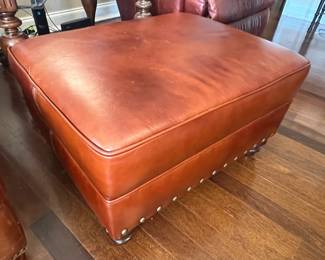 Rust leather oversixzed ottoman