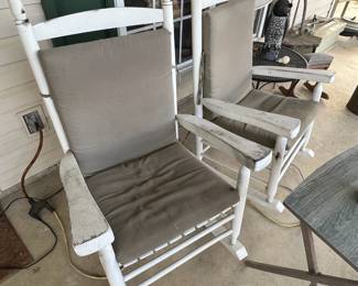 White wood rockers