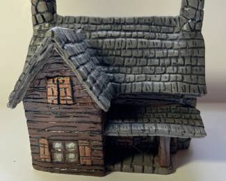 Handmade pottery house signed by artist